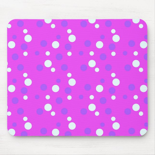 Mousepad pontos brancos e azuis, rosa (Frente)