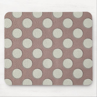 Mousepad Pontos Brancos Polka em Impressão de Couro Taupe