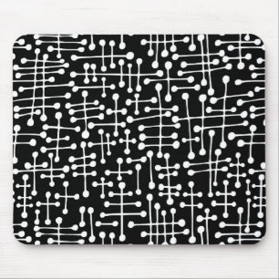 Mousepad Pontos conectados - branco no preto