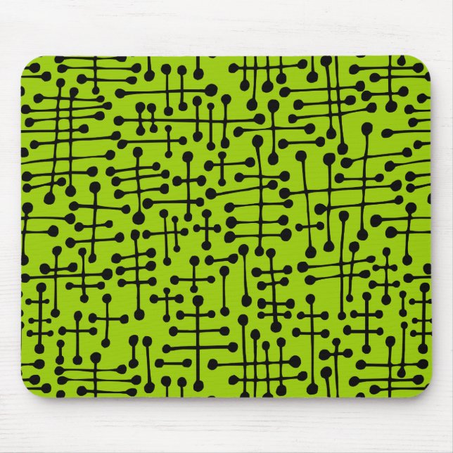 Mousepad Pontos conectados - Preto em Verde marciano (Frente)