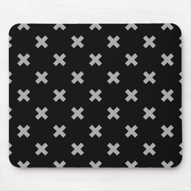 Mousepad Pontos cruzados de cinza em preto (Frente)