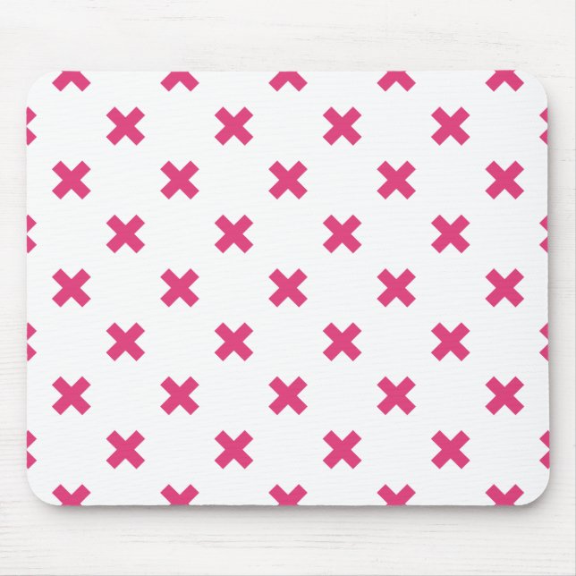 Mousepad Pontos cruzados de Fuchsia em branco (Frente)