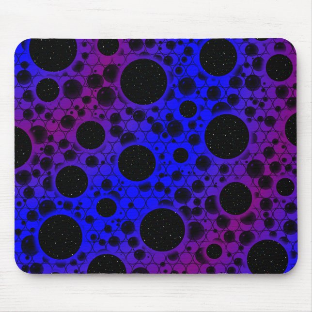 Mousepad Pontos de bolhas espaciais - Azul/Roxo (Frente)