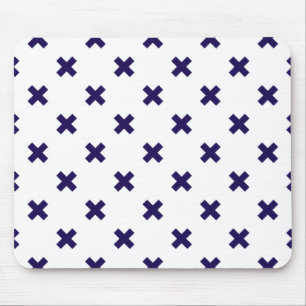 Mousepad pontos de cruz azuis do Marinho em branco