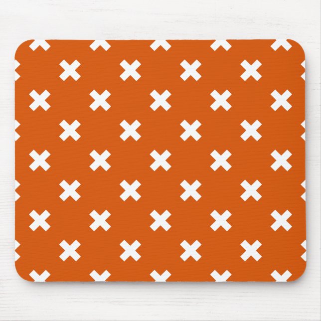 Mousepad Pontos de cruz brancos em laranja queimado (Frente)