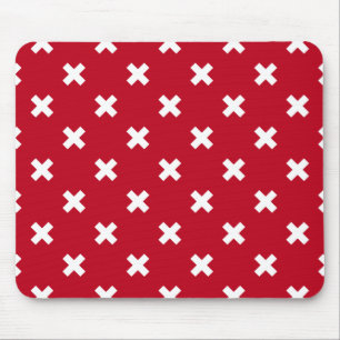 Mousepad Pontos de cruz brancos em vermelho