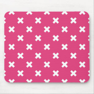 Mousepad Pontos de cruz brancos na fúcsia