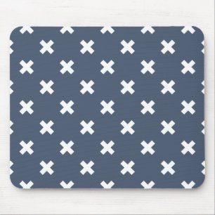 Mousepad Pontos de cruz brancos nas cinzas azuis
