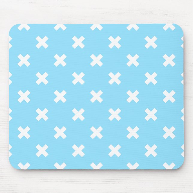 Mousepad Pontos de cruz brancos no azul-bebê (Frente)