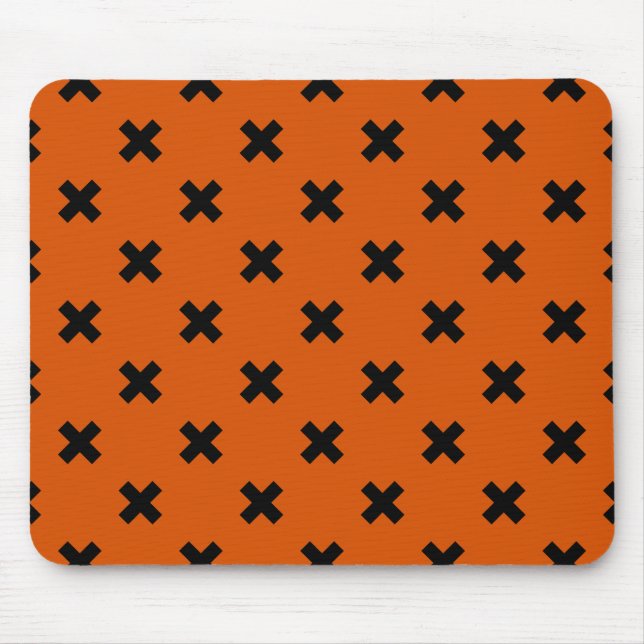 Mousepad Pontos de cruz pretos em laranja (Frente)