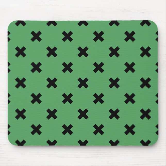Mousepad Pontos de cruz pretos em verde (Frente)