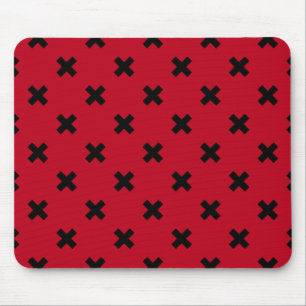 Mousepad Pontos de cruz pretos em vermelho
