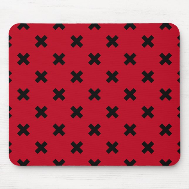 Mousepad Pontos de cruz pretos em vermelho (Frente)