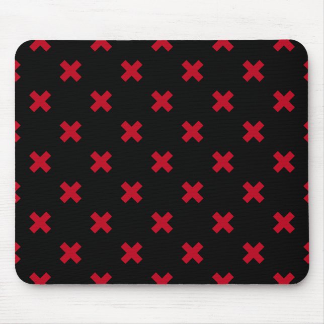 Mousepad Pontos de cruz vermelhos em preto (Frente)