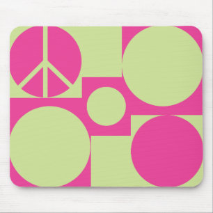 Mousepad Pontos de paz rosa e verde