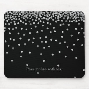Mousepad Pontos de prata e pretos dos confetes da aguarela