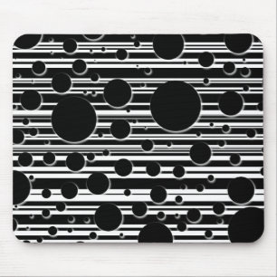 Mousepad Pontos e Listras Pretas e Brancas