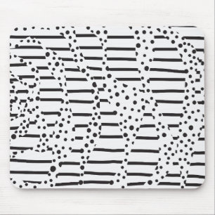 Mousepad Pontos e tiras 2 a preto e branco