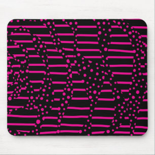 Mousepad Pontos e tiras 2 - Magenta e preto
