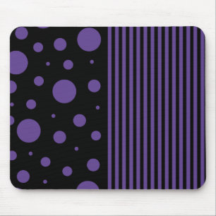 Mousepad Pontos e tiras em roxo e preto