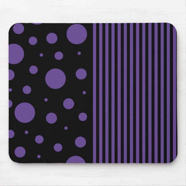 Mousepad Pontos e tiras em roxo e preto (Frente)