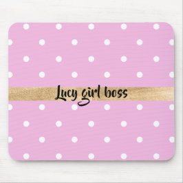 Mousepad pontos polka rosa personalização editável