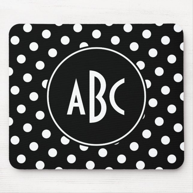 Mousepad Pontos Pretos e Brancos Monogramados (Frente)