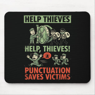 Mousepad Pontuação salva vítimas Gramática inglesa engraçad