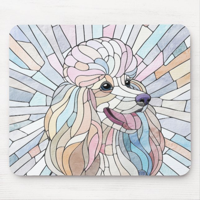 Mousepad Poodle - arte mosaica pastel (Frente)