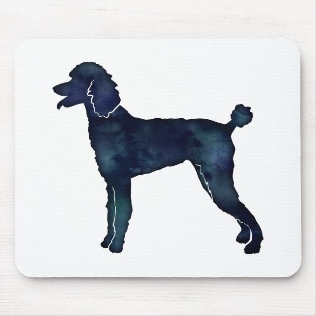 Mousepad Poodle Black Watercolor Silhouette (Frente)