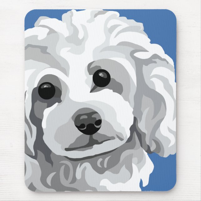 Mousepad Poodle Branco (Frente)