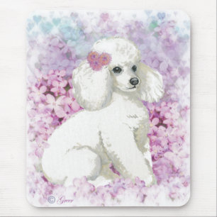 Mousepad Poodle Branco na Arte Lilacs e Presentes