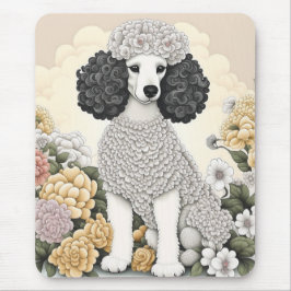 Mousepad Poodle in Whimsical Flowers