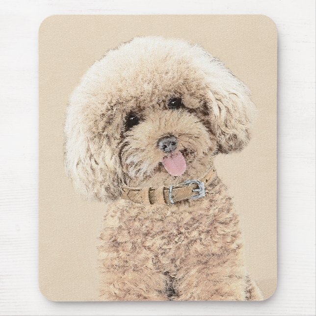Mousepad Poodle Miniature Toy Apricot Cream Brown Dog Art (Frente)