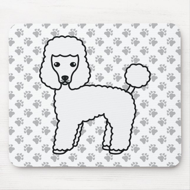 Mousepad Poodle Toy Branco Cachorro de Desenho Fofo (Frente)