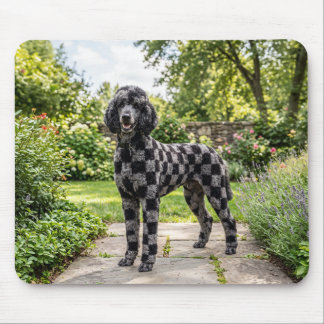 Mousepad Poodle Xadrez Preto e Cinza