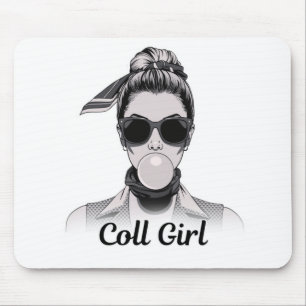 Mousepad Pop Art Retrô Mulher Fashion Preto e Branco 