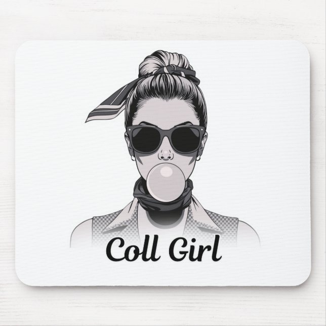Mousepad Pop Art Retrô Mulher Fashion Preto e Branco  (Frente)