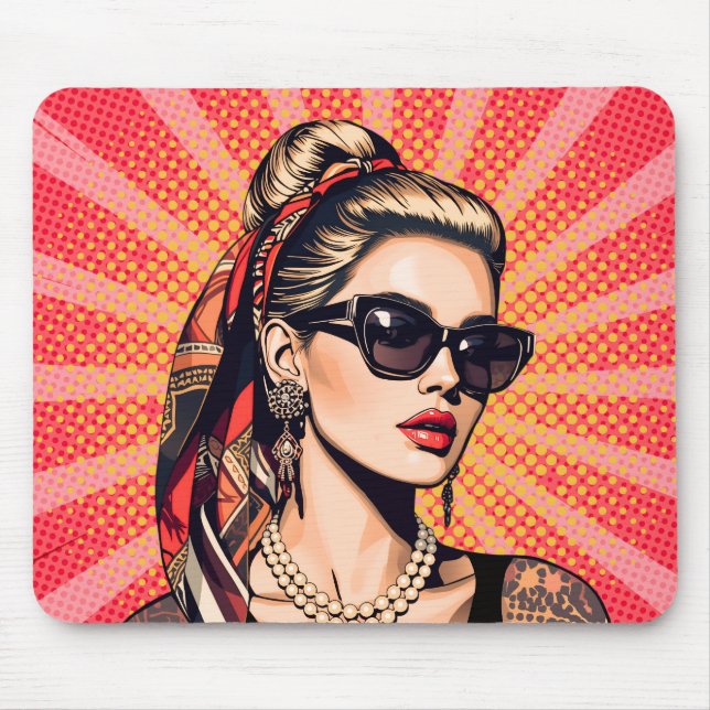 Mousepad Pop Art Woman – Retro Chic (Frente)
