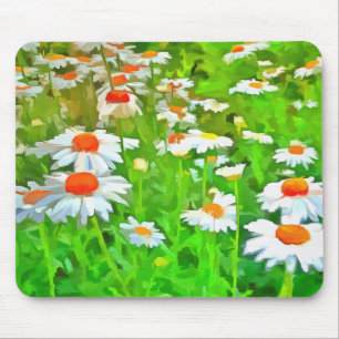 Mousepad Pop artístico brilhante e colorido Daisies v1 z