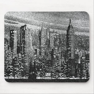Mousepad Pop de arte pontilhada Nova Iorque preto branco