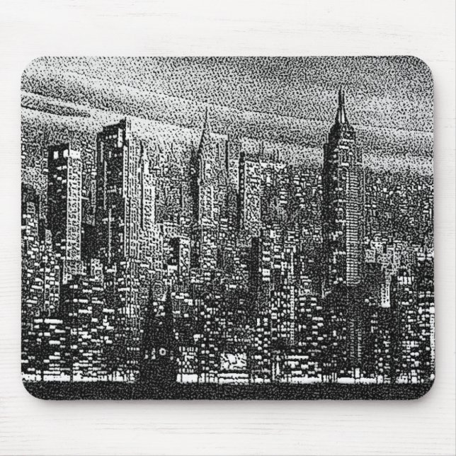 Mousepad Pop de arte pontilhada Nova Iorque preto branco (Frente)