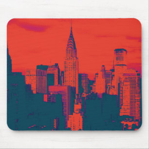 Mousepad Pop de Nova Iorque de Estilo Retro Vermelho Pontil