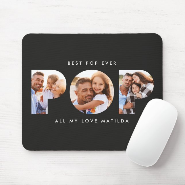 Mousepad Pop multifoto moderna elegante preto contemporâneo (Com mouse)