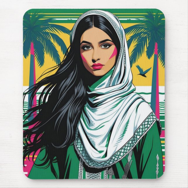 Mousepad "Pop Saudita Queen - Arte de Patrimônio Negrito pa (Frente)