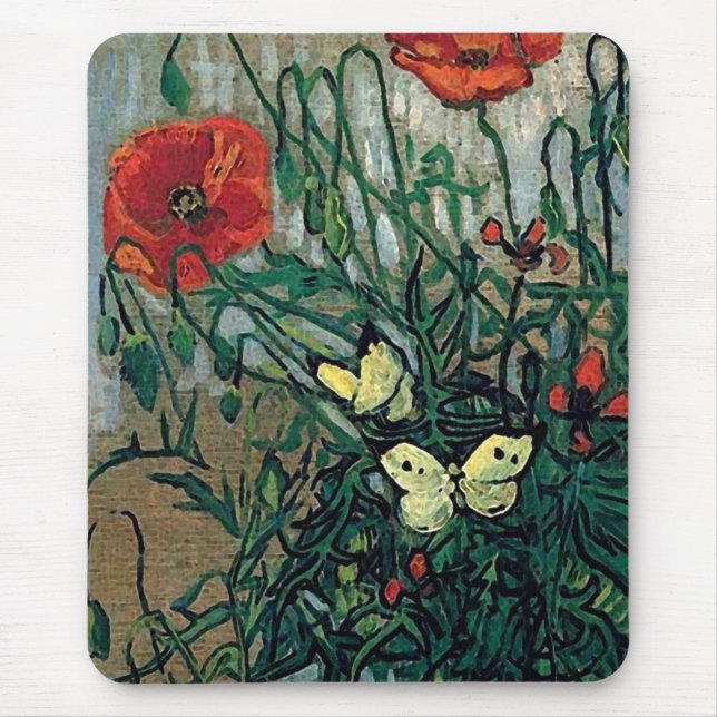 Mousepad Poppies e Borboletas Van Gogh de Belas Artes (Frente)