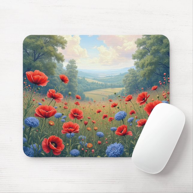 Mousepad Poppies e Dahlia Field (Com mouse)