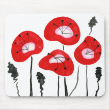 Poppies vermelhos, moderno século médio brilhante,
