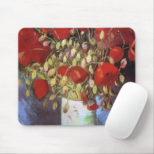 Mousepad Poppies vermelhos Van Gogh em Vase