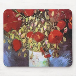 Mousepad Poppies vermelhos Van Gogh em Vase